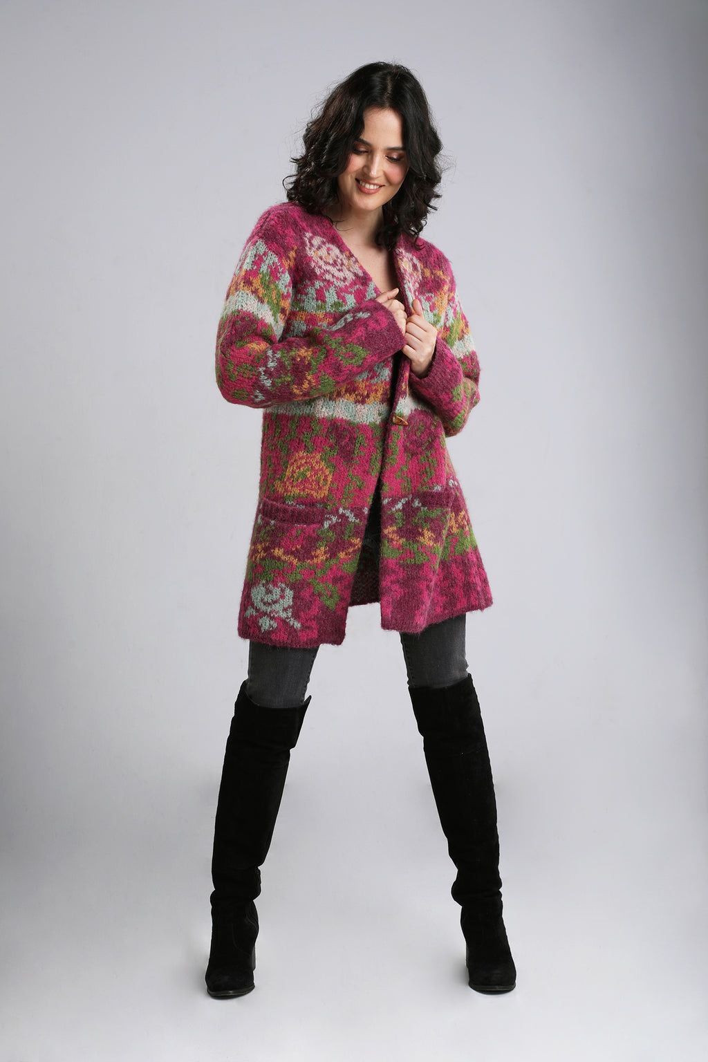 Cárdigan Jacquard de Alpaca para Mujer