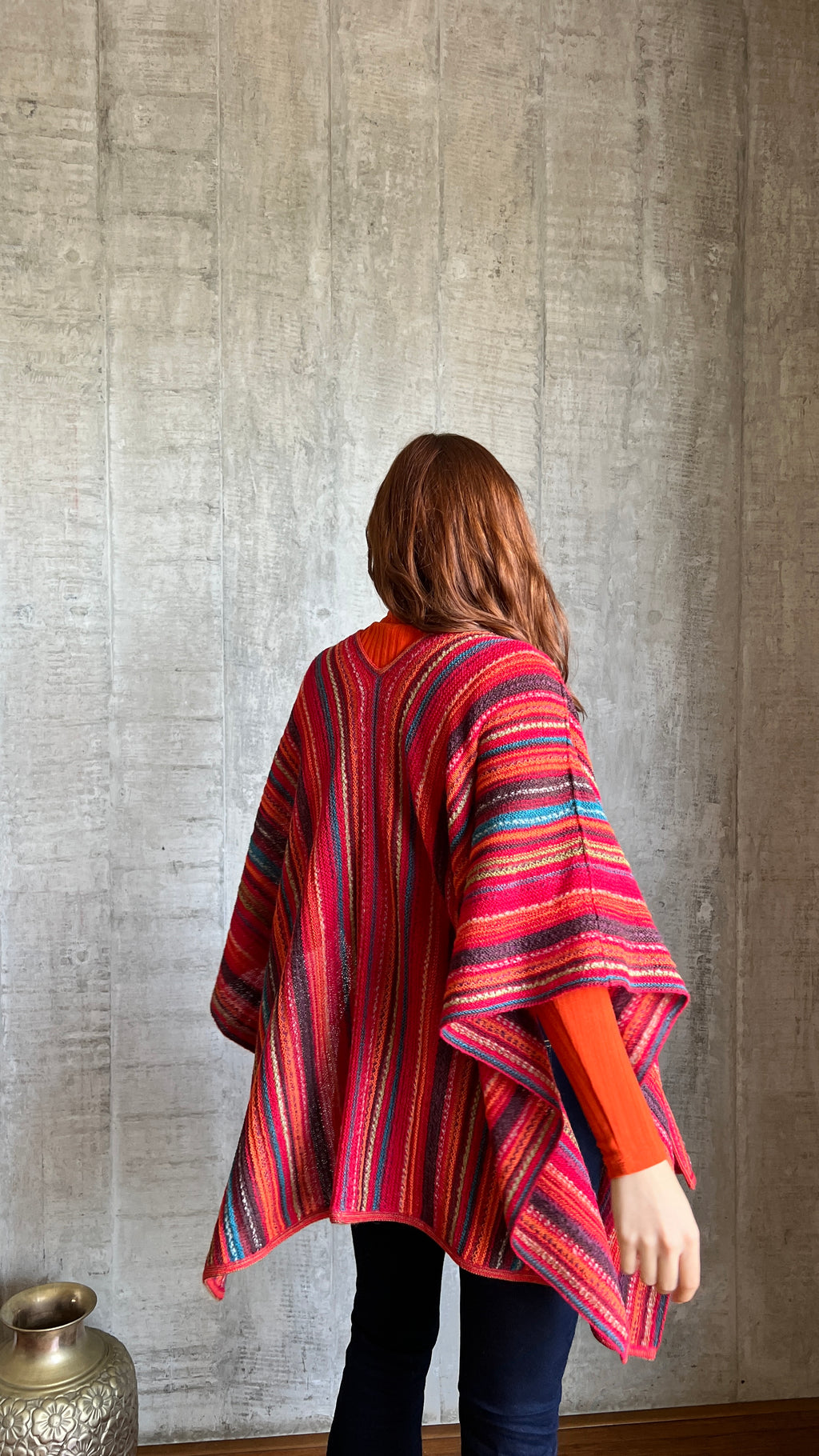 Rebecca, Alpaca Ruana Red
