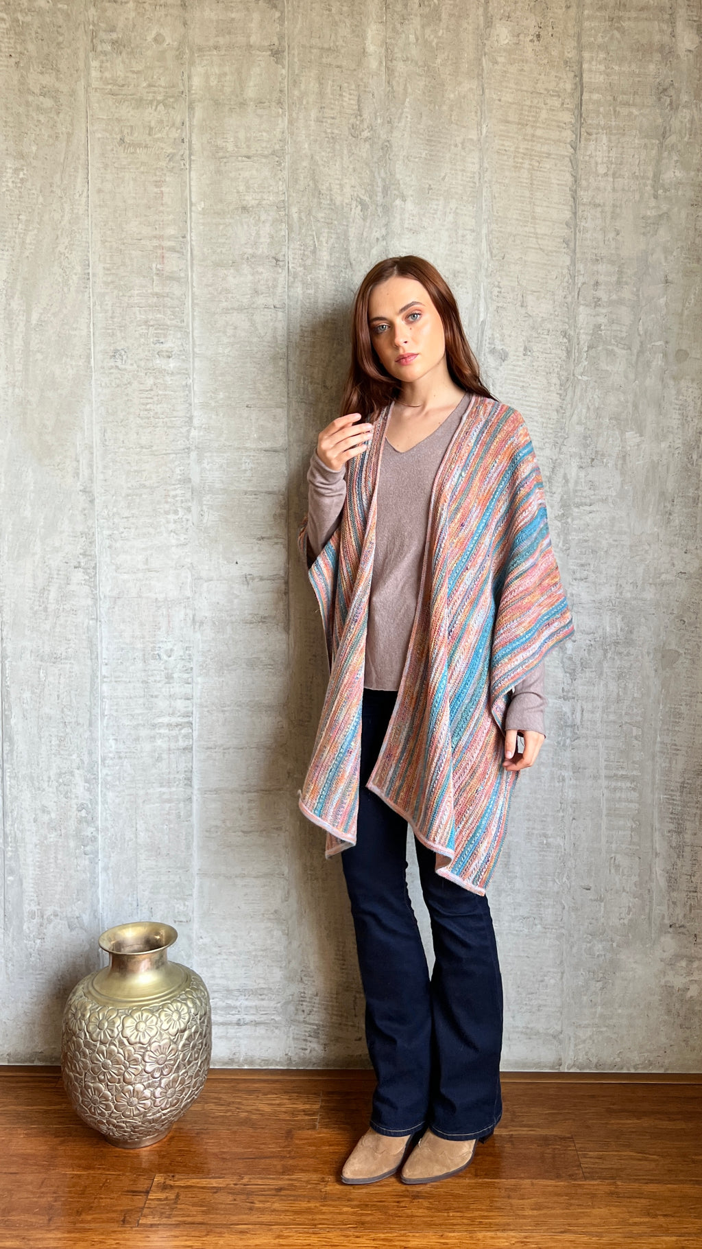 Rebecca, Alpaca Ruana Sand