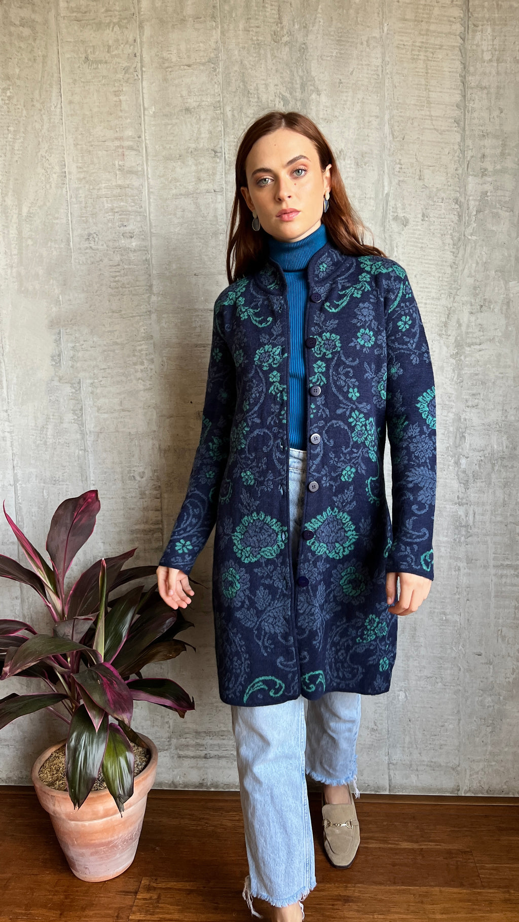 Cárdigan de alpaca para mujer - Azul marino