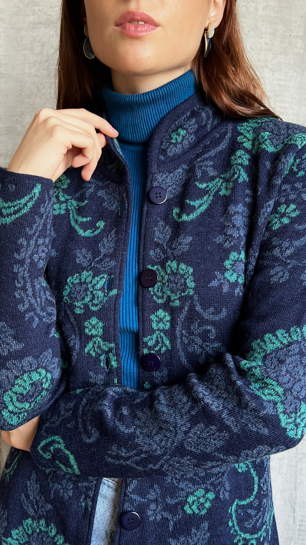 Cárdigan de alpaca para mujer - Azul marino