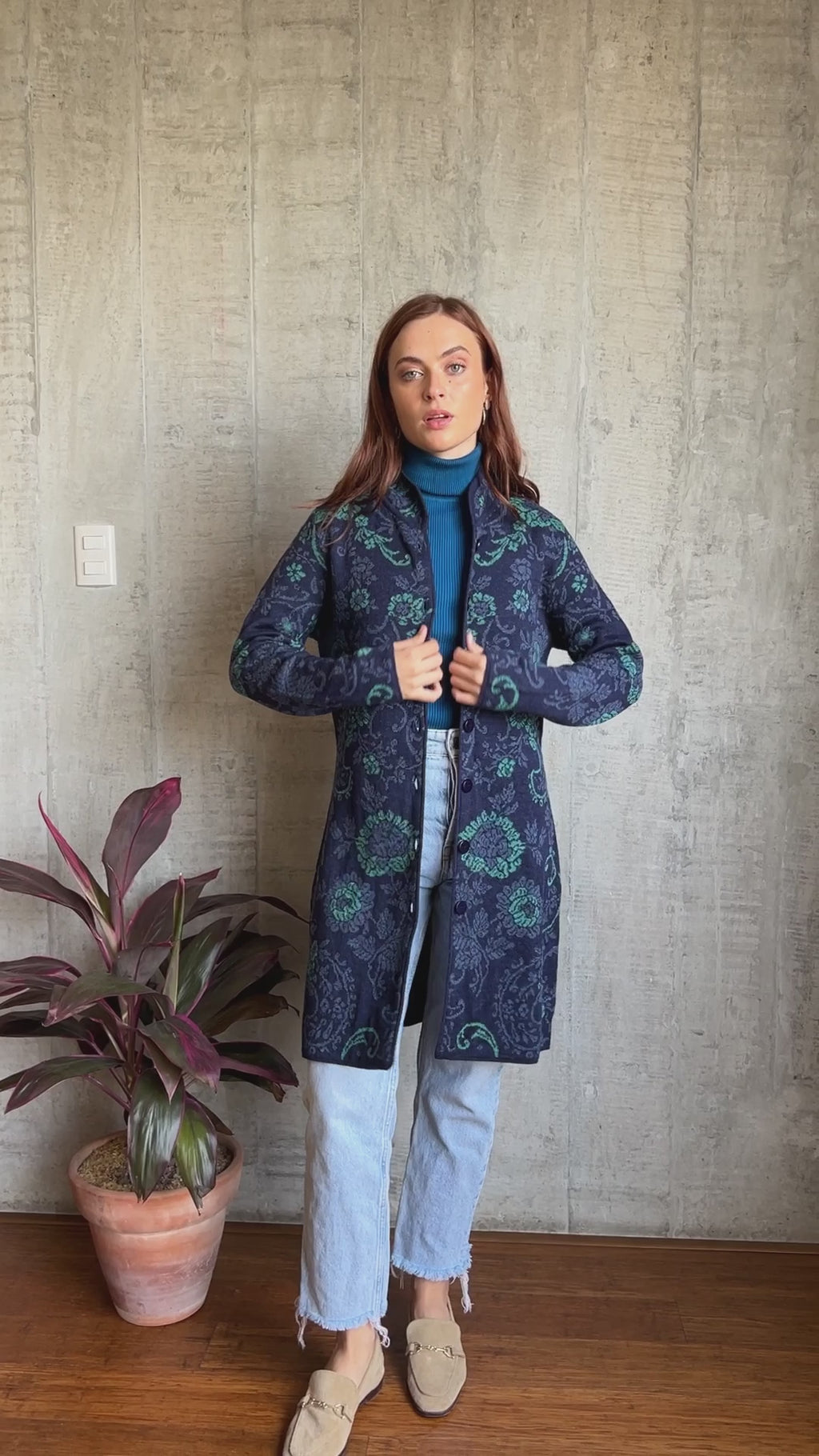 Cárdigan de alpaca para mujer - Azul marino