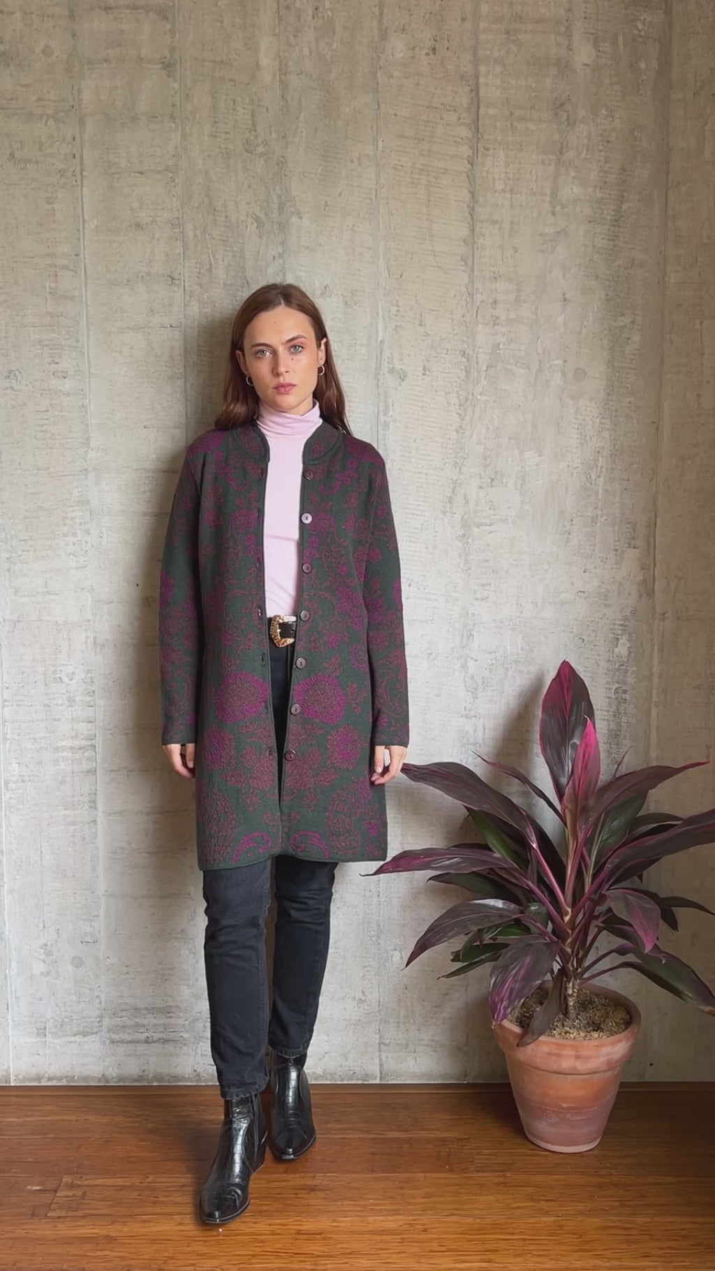 Cárdigan de alpaca para mujer - Verde ute
