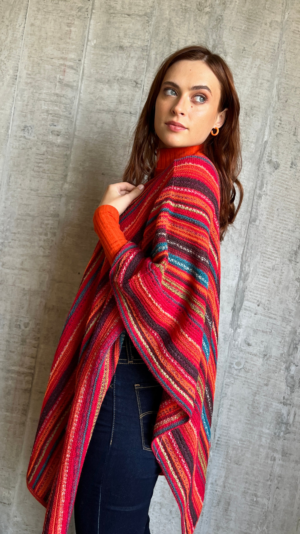Rebecca, Alpaca Ruana Red